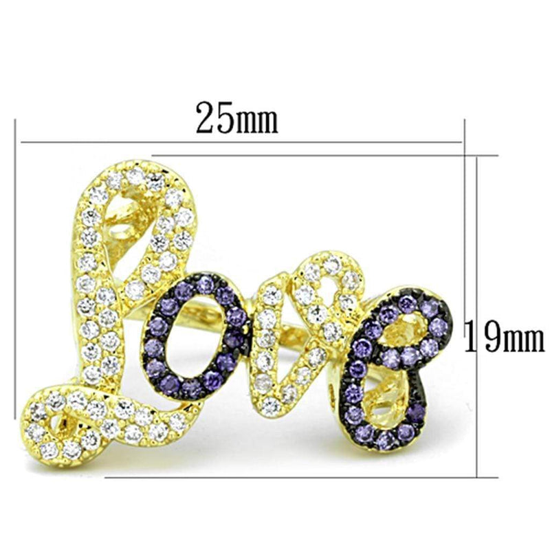 Silver Jewelry Rings Yellow Gold Ring 3W777 Gold+Ruthenium Brass Ring with AAA Grade CZ Alamode Fashion Jewelry Outlet