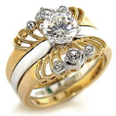 Silver Jewelry Rings Yellow Gold Ring 44710 Gold+Rhodium Brass Ring with AAA Grade CZ Alamode Fashion Jewelry Outlet