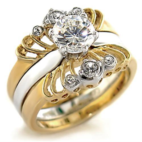 Silver Jewelry Rings Yellow Gold Ring 44710 Gold+Rhodium Brass Ring with AAA Grade CZ Alamode Fashion Jewelry Outlet