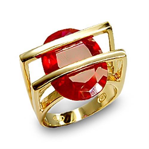 Silver Jewelry Rings Yellow Gold Ring 6X001 Gold 925 Sterling Silver Ring with Synthetic in Ruby Alamode Fashion Jewelry Outlet