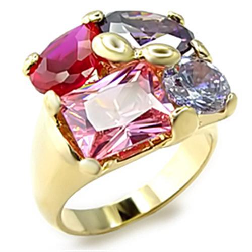Silver Jewelry Rings Yellow Gold Ring 6X013 Gold Brass Ring with AAA Grade CZ Alamode Fashion Jewelry Outlet