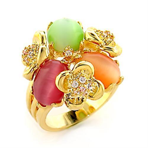 Silver Jewelry Rings Yellow Gold Ring 80212 Gold Brass Ring with Synthetic Alamode Fashion Jewelry Outlet