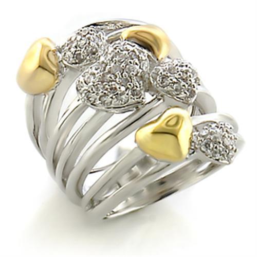 Silver Jewelry Rings Yellow Gold Ring 8X149 Gold+Rhodium Brass Ring with AAA Grade CZ Alamode Fashion Jewelry Outlet