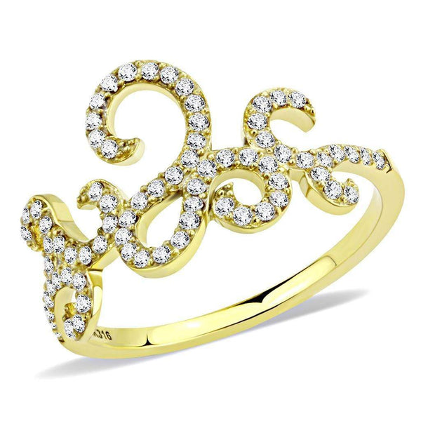 Yellow Gold Ring DA170 Gold - Stainless Steel Ring with AAA Grade CZ