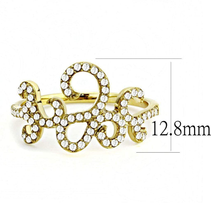 Yellow Gold Ring DA170 Gold - Stainless Steel Ring with AAA Grade CZ