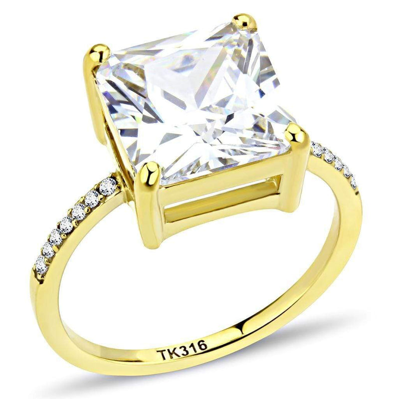 Yellow Gold Ring DA172 Gold - Stainless Steel Ring with AAA Grade CZ