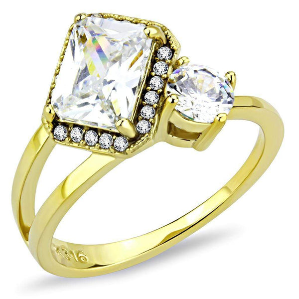 Silver Jewelry Rings Yellow Gold Ring DA173 Gold - Stainless Steel Ring with AAA Grade CZ Alamode Fashion Jewelry Outlet