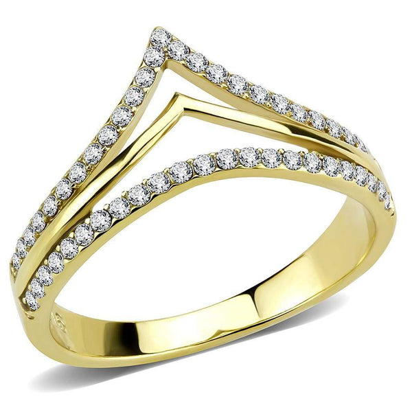 Silver Jewelry Rings Yellow Gold Ring DA250 Gold - Stainless Steel Ring with AAA Grade CZ Alamode Fashion Jewelry Outlet