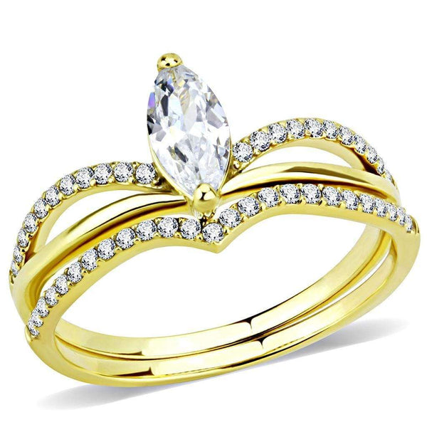 Silver Jewelry Rings Yellow Gold Ring DA276 Gold - Stainless Steel Ring with AAA Grade CZ Alamode Fashion Jewelry Outlet