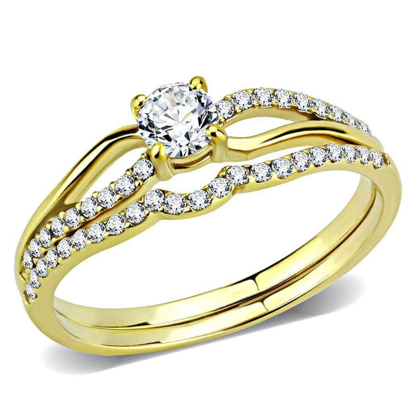 Silver Jewelry Rings Yellow Gold Ring DA277 Gold - Stainless Steel Ring with AAA Grade CZ Alamode Fashion Jewelry Outlet