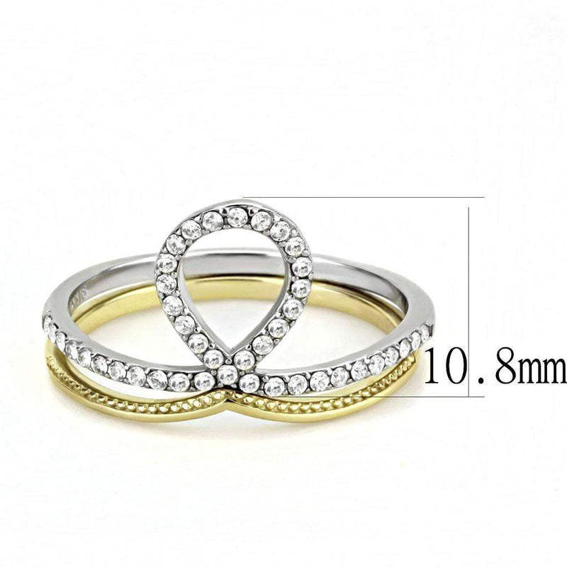 Silver Jewelry Rings Yellow Gold Ring DA278 Two-Tone Gold - Stainless Steel Ring with CZ Alamode Fashion Jewelry Outlet