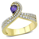 Silver Jewelry Rings Yellow Gold Ring DA304 Gold - Stainless Steel Ring with CZ in Tanzanite Alamode Fashion Jewelry Outlet