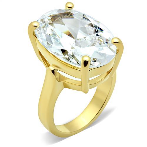 Silver Jewelry Rings Yellow Gold Ring GL083 Gold - Brass Ring with AAA Grade CZ Alamode Fashion Jewelry Outlet