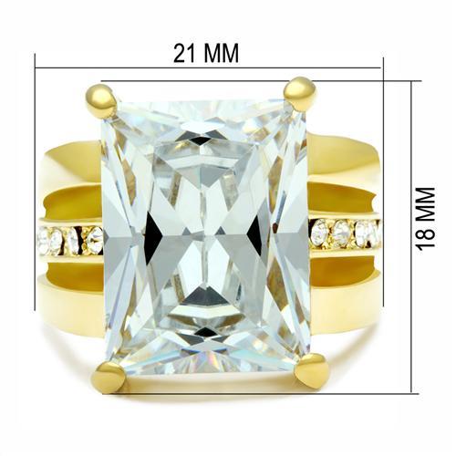 Silver Jewelry Rings Yellow Gold Ring GL089 Gold - Brass Ring with AAA Grade CZ Alamode Fashion Jewelry Outlet