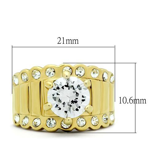 Silver Jewelry Rings Yellow Gold Ring GL095 Gold - Brass Ring with AAA Grade CZ Alamode Fashion Jewelry Outlet