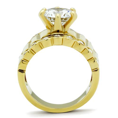 Silver Jewelry Rings Yellow Gold Ring GL095 Gold - Brass Ring with AAA Grade CZ Alamode Fashion Jewelry Outlet