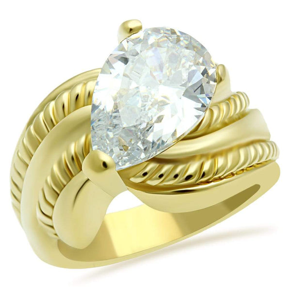 Silver Jewelry Rings Yellow Gold Ring GL100 Gold - Brass Ring with AAA Grade CZ Alamode Fashion Jewelry Outlet