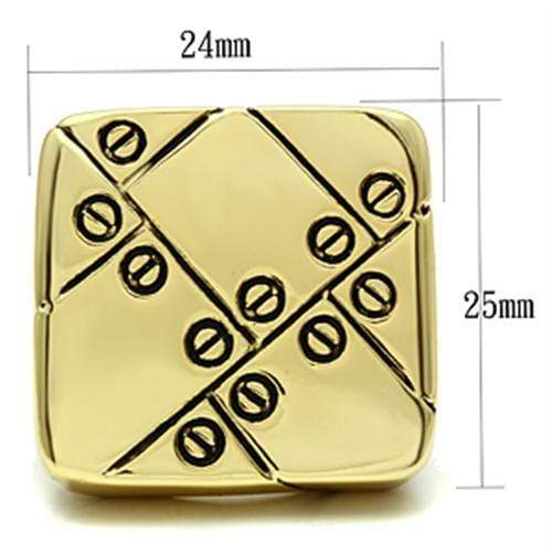 Silver Jewelry Rings Yellow Gold Ring GL287 Gold - Brass Ring with Epoxy in Jet Alamode Fashion Jewelry Outlet