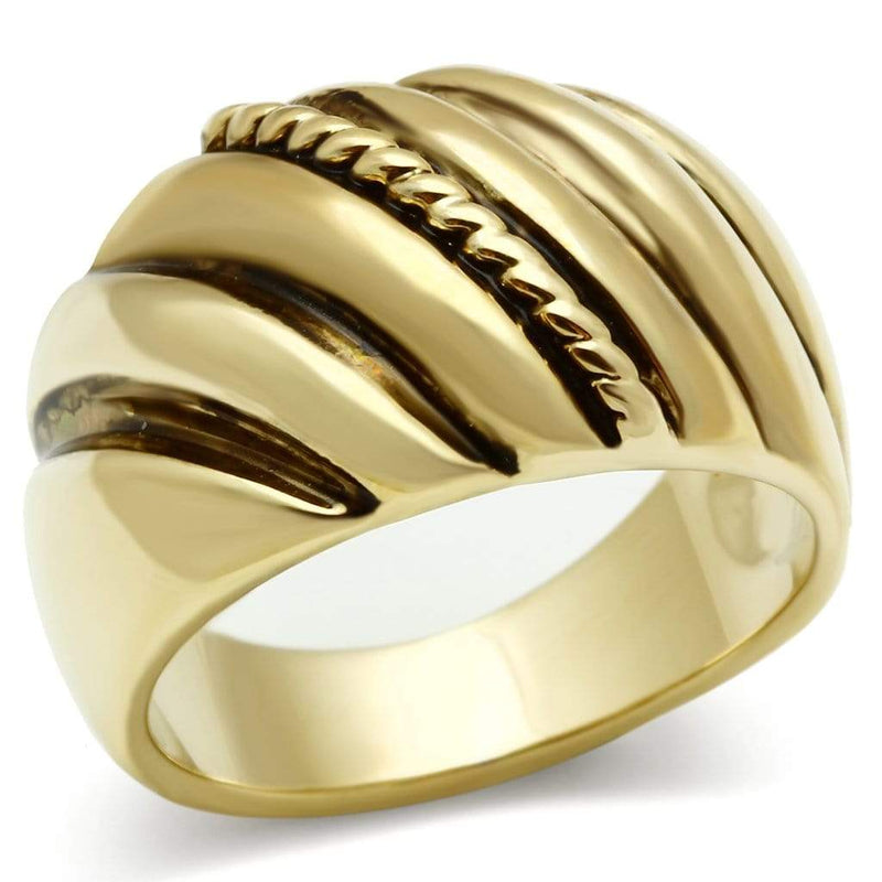 Silver Jewelry Rings Yellow Gold Ring GL289 Gold - Brass Ring with Epoxy in Jet Alamode Fashion Jewelry Outlet