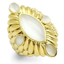 Silver Jewelry Rings Yellow Gold Ring GL294 Gold - Brass Ring with Synthetic in White Alamode Fashion Jewelry Outlet