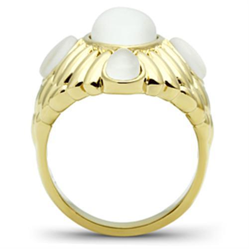 Silver Jewelry Rings Yellow Gold Ring GL294 Gold - Brass Ring with Synthetic in White Alamode Fashion Jewelry Outlet