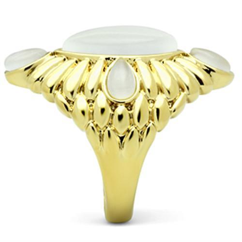 Silver Jewelry Rings Yellow Gold Ring GL294 Gold - Brass Ring with Synthetic in White Alamode Fashion Jewelry Outlet