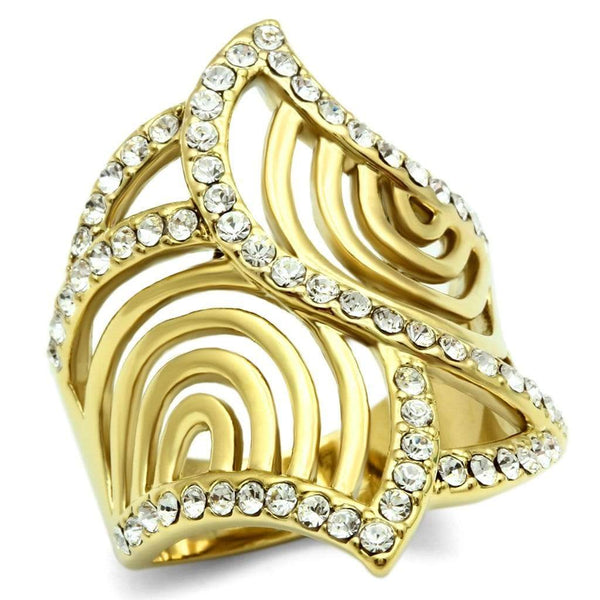 Silver Jewelry Rings Yellow Gold Ring GL296 Gold - Brass Ring with Top Grade Crystal Alamode Fashion Jewelry Outlet