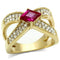 Silver Jewelry Rings Yellow Gold Ring GL298 Gold - Brass Ring with AAA Grade CZ in Ruby Alamode Fashion Jewelry Outlet