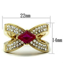 Silver Jewelry Rings Yellow Gold Ring GL298 Gold - Brass Ring with AAA Grade CZ in Ruby Alamode Fashion Jewelry Outlet