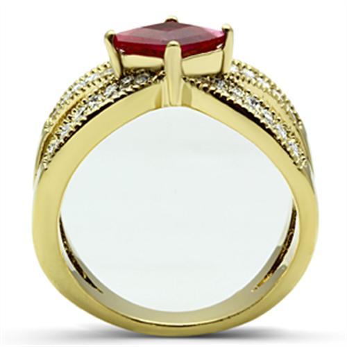 Silver Jewelry Rings Yellow Gold Ring GL298 Gold - Brass Ring with AAA Grade CZ in Ruby Alamode Fashion Jewelry Outlet