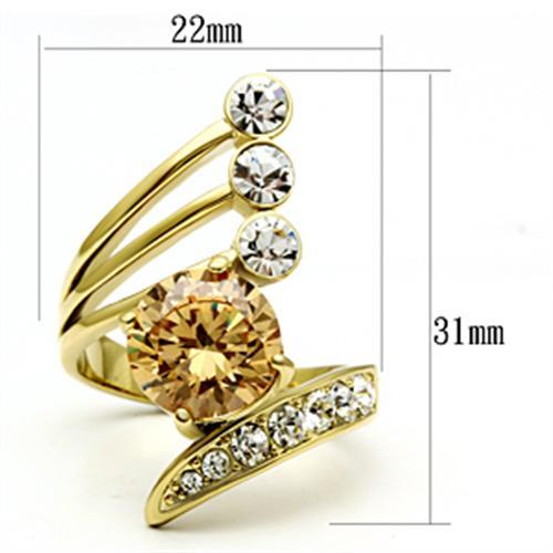 Silver Jewelry Rings Yellow Gold Ring GL300 Gold - Brass Ring with AAA Grade CZ Alamode Fashion Jewelry Outlet