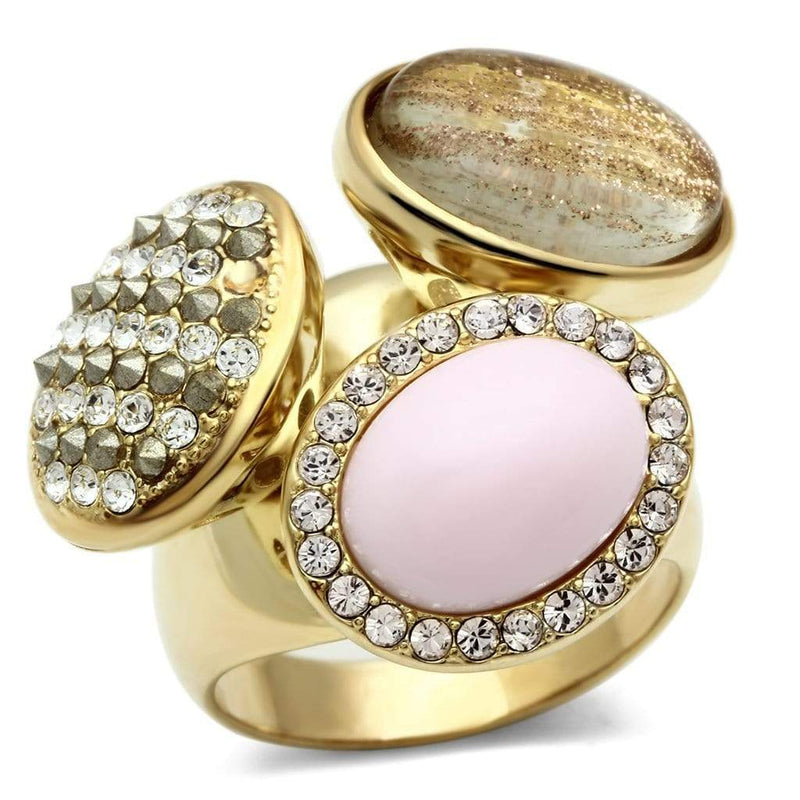 Silver Jewelry Rings Yellow Gold Ring GL301 Gold - Brass Ring with Top Grade Crystal Alamode Fashion Jewelry Outlet