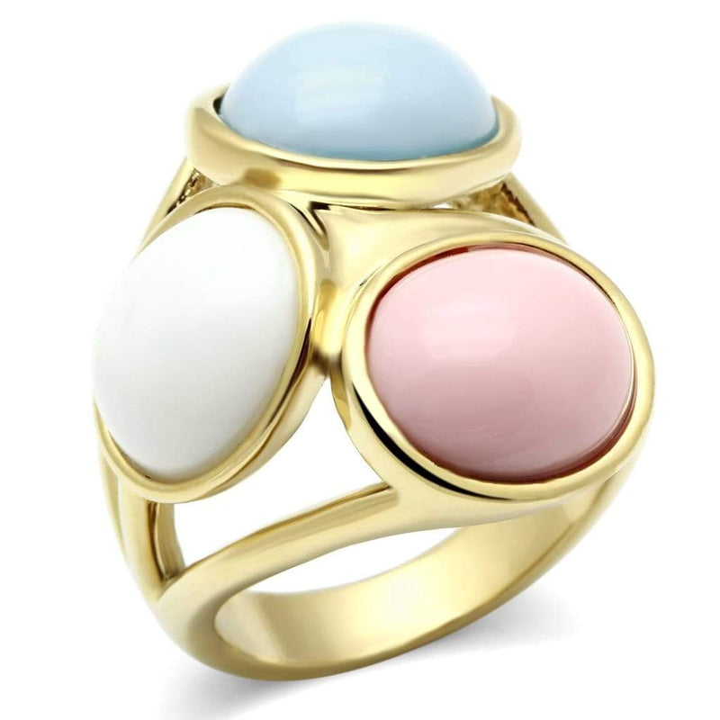 Silver Jewelry Rings Yellow Gold Ring GL303 Gold - Brass Ring with Synthetic Alamode Fashion Jewelry Outlet