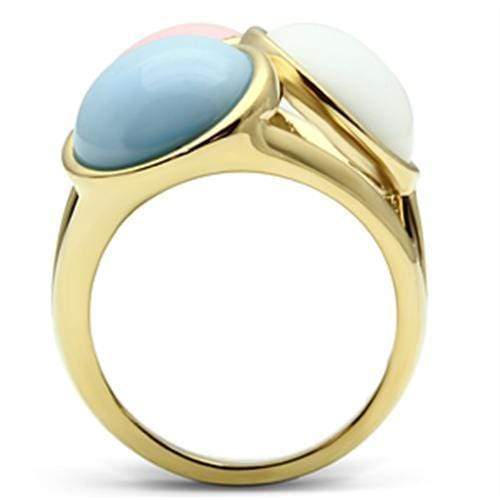 Silver Jewelry Rings Yellow Gold Ring GL303 Gold - Brass Ring with Synthetic Alamode Fashion Jewelry Outlet