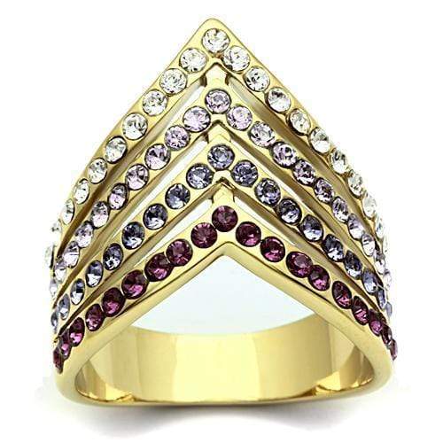 Silver Jewelry Rings Yellow Gold Ring GL305 Gold - Brass Ring with Top Grade Crystal Alamode Fashion Jewelry Outlet