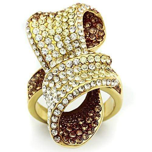 Silver Jewelry Rings Yellow Gold Ring GL307 Gold - Brass Ring with Top Grade Crystal Alamode Fashion Jewelry Outlet