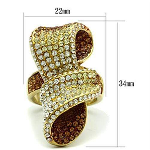 Silver Jewelry Rings Yellow Gold Ring GL307 Gold - Brass Ring with Top Grade Crystal Alamode Fashion Jewelry Outlet