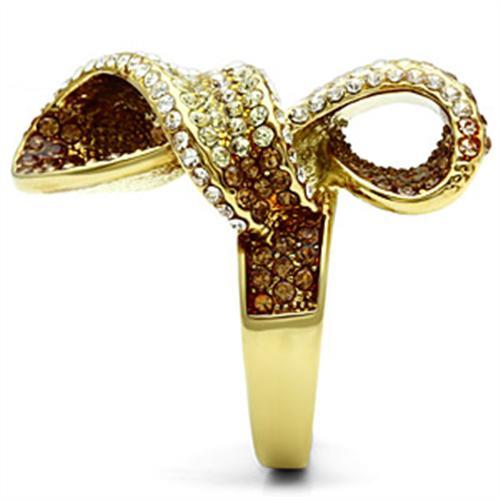 Silver Jewelry Rings Yellow Gold Ring GL307 Gold - Brass Ring with Top Grade Crystal Alamode Fashion Jewelry Outlet