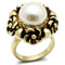 Silver Jewelry Rings Yellow Gold Ring GL308 Gold - Brass Ring with Synthetic in White Alamode Fashion Jewelry Outlet