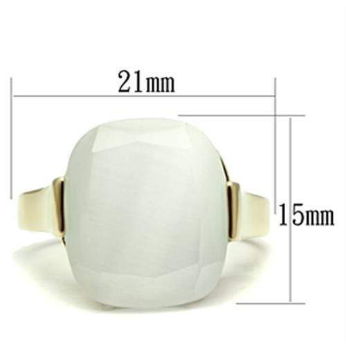 Silver Jewelry Rings Yellow Gold Ring GL309 Gold - Brass Ring with Synthetic in White Alamode Fashion Jewelry Outlet