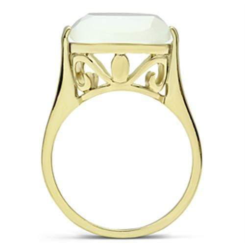 Silver Jewelry Rings Yellow Gold Ring GL309 Gold - Brass Ring with Synthetic in White Alamode Fashion Jewelry Outlet