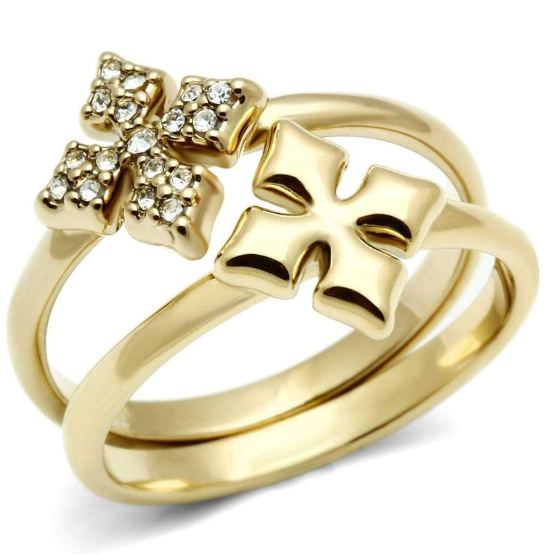 Silver Jewelry Rings Yellow Gold Ring GL319 Gold - Brass Ring with Top Grade Crystal Alamode Fashion Jewelry Outlet