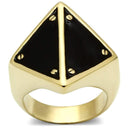 Silver Jewelry Rings Yellow Gold Ring GL325 Gold - Brass Ring with Epoxy in Jet Alamode Fashion Jewelry Outlet