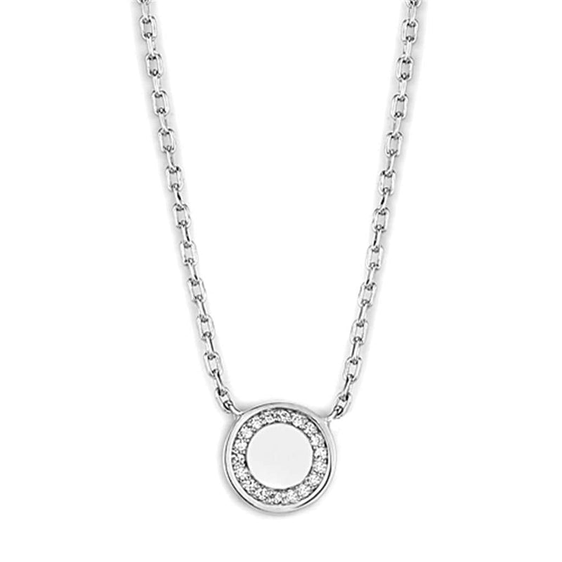 Charm Necklace 3W447 Rhodium Brass Necklace with AAA Grade CZ