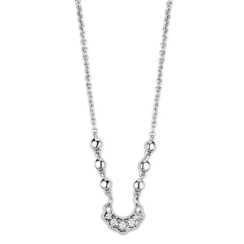 Charm Necklace 3W448 Rhodium Brass Necklace with AAA Grade CZ