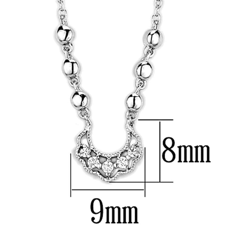 Charm Necklace 3W448 Rhodium Brass Necklace with AAA Grade CZ