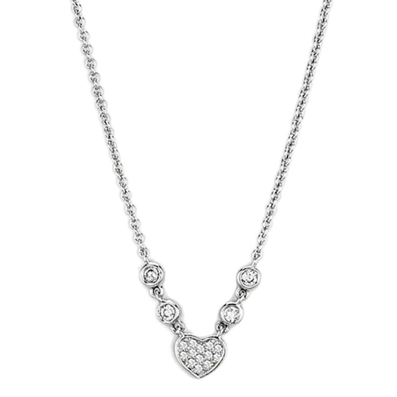 Charm Necklace 3W449 Rhodium Brass Necklace with AAA Grade CZ