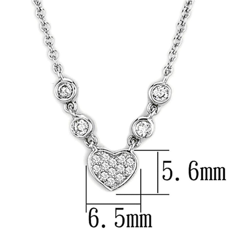 Charm Necklace 3W449 Rhodium Brass Necklace with AAA Grade CZ