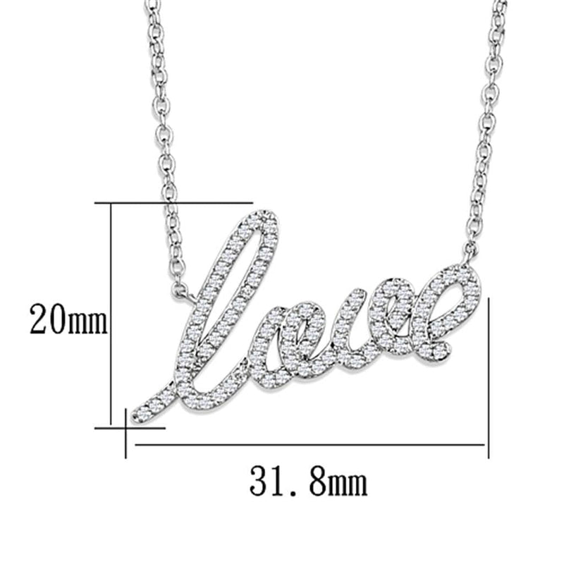 Charm Necklace 3W453 Rhodium Brass Necklace with AAA Grade CZ