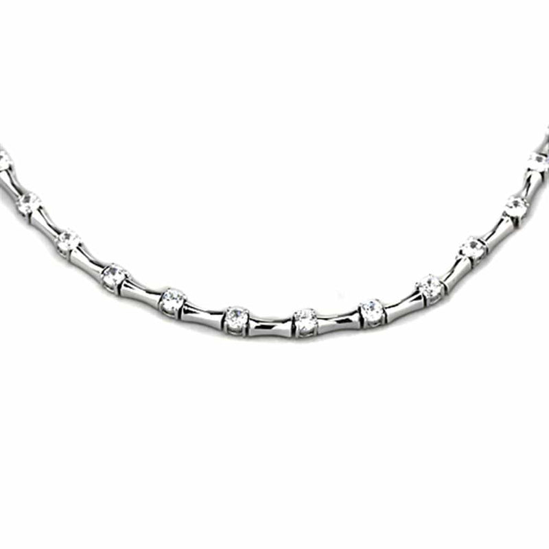 Charm Necklace LO2709 Rhodium Brass Necklace with AAA Grade CZ